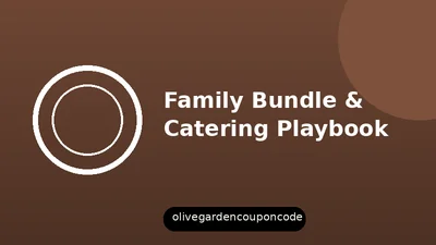 A family-style Olive Garden catering spread on a table